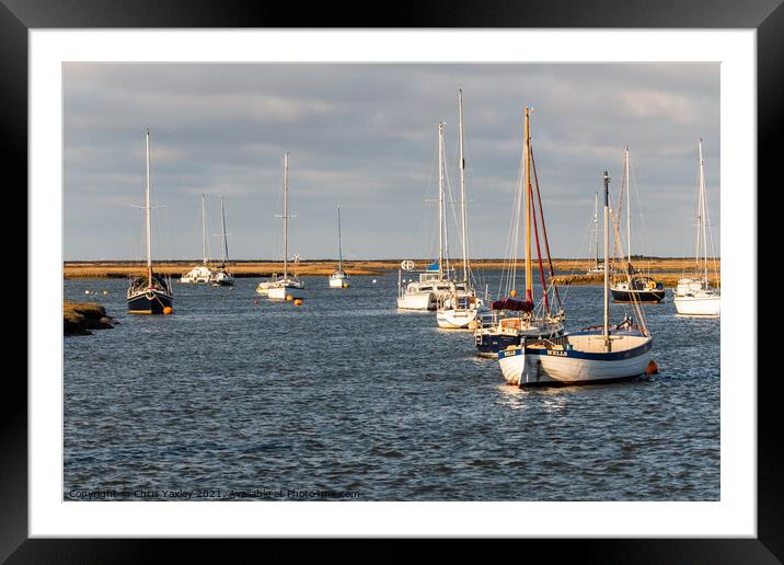 Sailing boats moored up in Wells-Next-The-Sea, North Norfolk Framed Mounted Print by Chris Yaxley