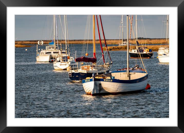 Sunny evening in Wells-Next-The-Sea, North Norfolk coast Framed Mounted Print by Chris Yaxley