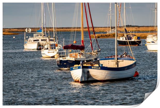 Sunny evening in Wells-Next-The-Sea, North Norfolk coast Print by Chris Yaxley