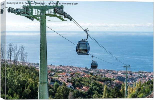 Funchal Cable Car Canvas Print by Jo Sowden