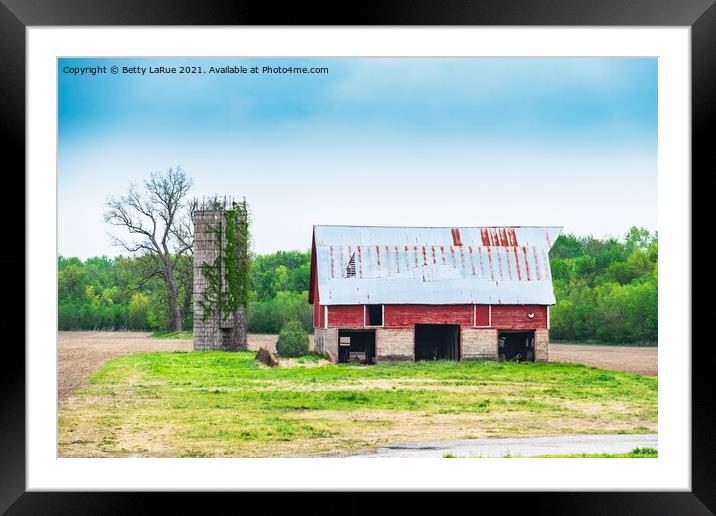 American Barn and Silo Framed Mounted Print by Betty LaRue