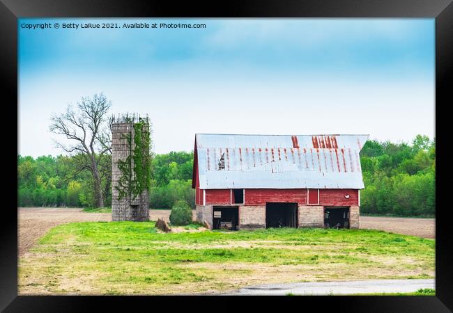 American Barn and Silo Framed Print by Betty LaRue