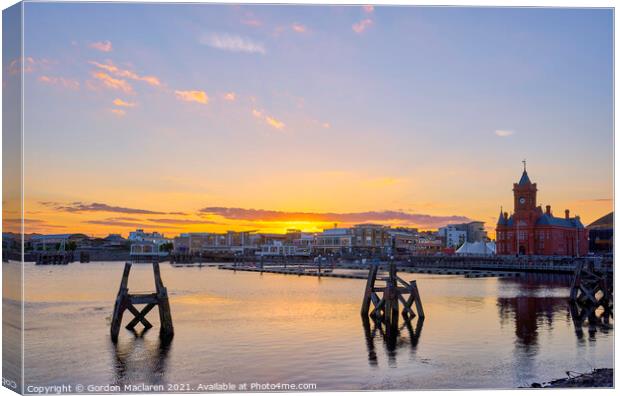 Beautiful Sunset over Cardiff Bay Canvas Print by Gordon Maclaren
