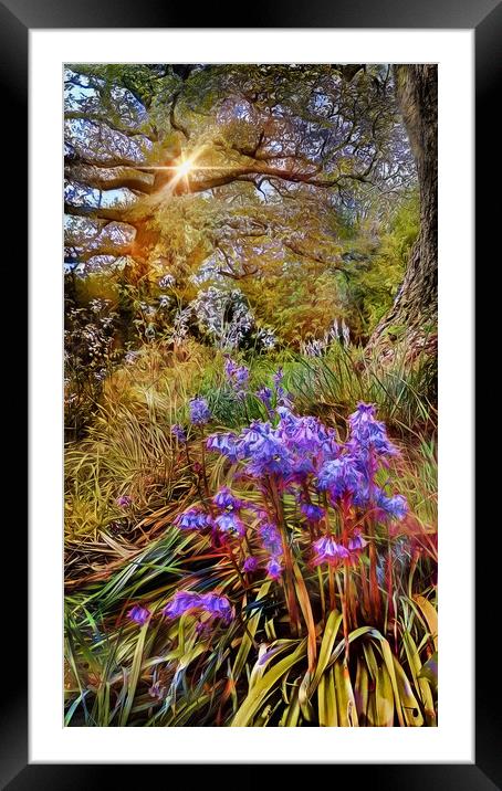 SPRINGTIME BLUEBELLS & BEES Framed Mounted Print by LG Wall Art