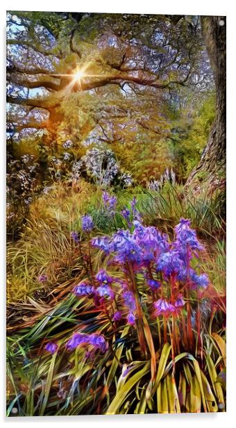 SPRINGTIME BLUEBELLS & BEES Acrylic by LG Wall Art