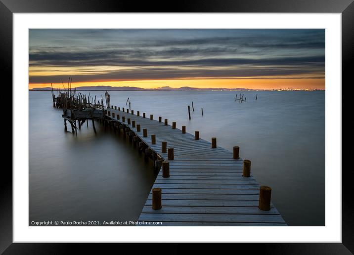 Sunset at Carrasqueira Pier Framed Mounted Print by Paulo Rocha