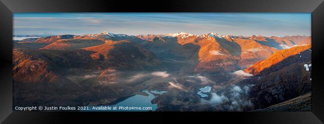 Kintail mountains panorama, Scotland Framed Print by Justin Foulkes