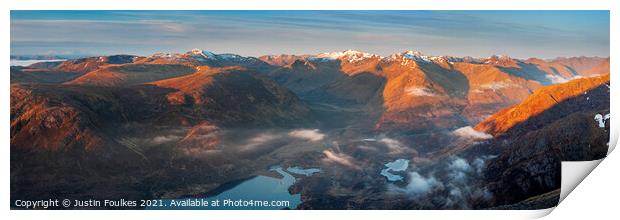 Kintail mountains panorama, Scotland Print by Justin Foulkes