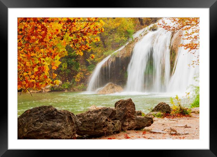 Waterfall in Autumn Framed Mounted Print by Betty LaRue