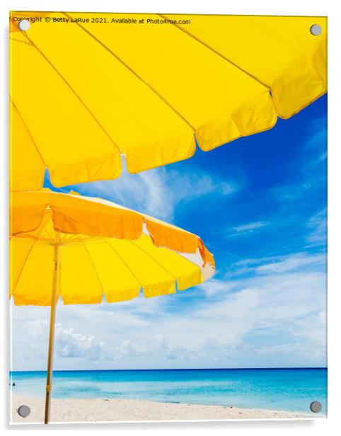 Yellow Beach Umbrellas Acrylic by Betty LaRue
