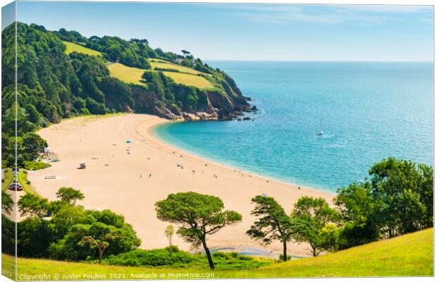 Blackpool Sands, South Hams, South Devon Canvas Print by Justin Foulkes