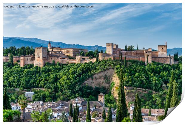 Daybreak at Alhambra Palace Granada Print by Angus McComiskey