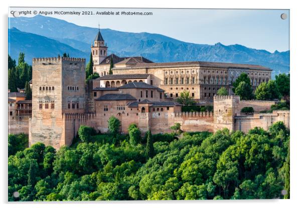 Daybreak at Palace of Carlos V Granada Acrylic by Angus McComiskey