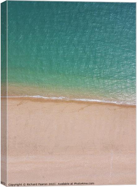 Calm Slapton Sands from the Sky Canvas Print by Richard Fearon