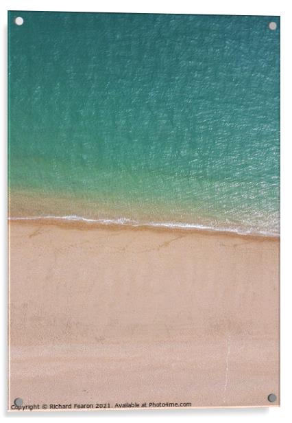 Calm Slapton Sands from the Sky Acrylic by Richard Fearon