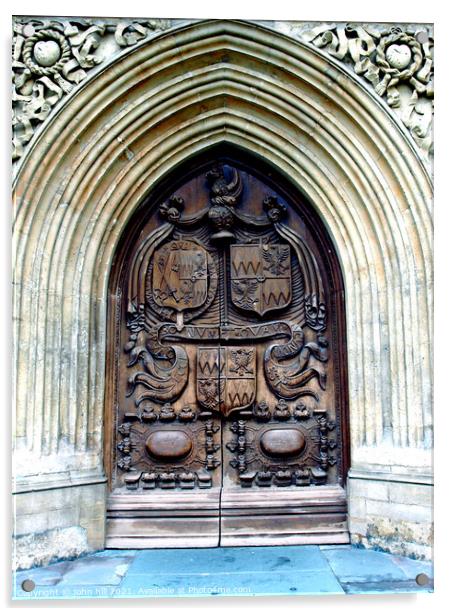 The West door of Bath Abbey at Bath. Acrylic by john hill