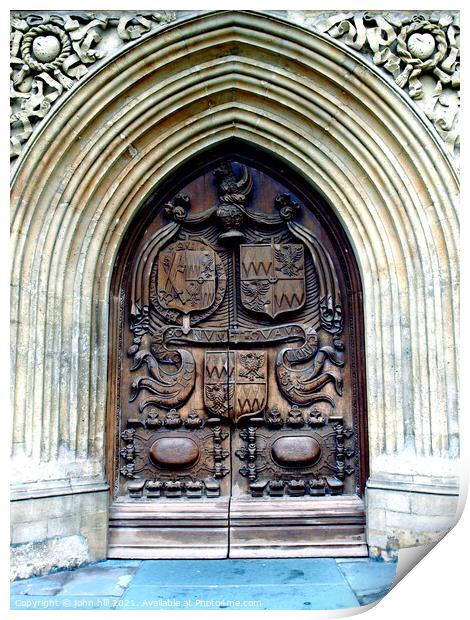 The West door of Bath Abbey at Bath. Print by john hill