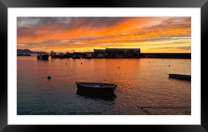 Lyme Regis harbour sunrise Framed Mounted Print by Love Lyme Regis