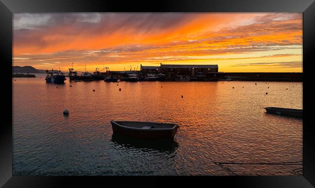 Lyme Regis harbour sunrise Framed Print by Love Lyme Regis