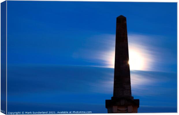 Moonrise behind the Martyrs Monument Canvas Print by Mark Sunderland