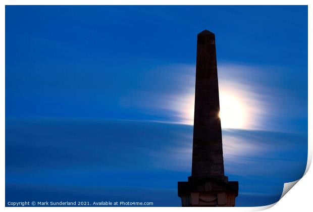 Moonrise behind the Martyrs Monument Print by Mark Sunderland