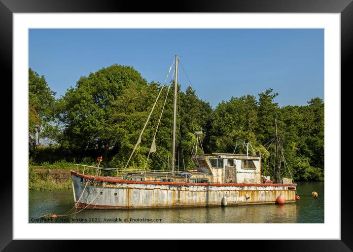 The 'Esprit' moored at Lydney Harbour Gloucestersh Framed Mounted Print by Nick Jenkins