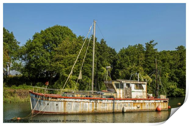 The 'Esprit' moored at Lydney Harbour Gloucestersh Print by Nick Jenkins