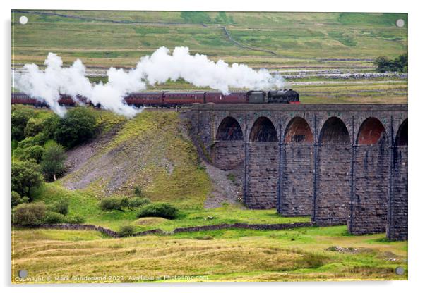 Steam Train Hauled by The Scots Guardsman Arriving at the Ribblehead Viaduct Acrylic by Mark Sunderland