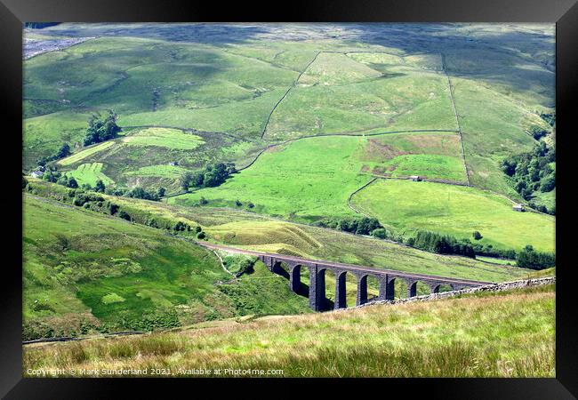 Artengill Viaduct from Great Knoutberry Hill in Dentale Framed Print by Mark Sunderland
