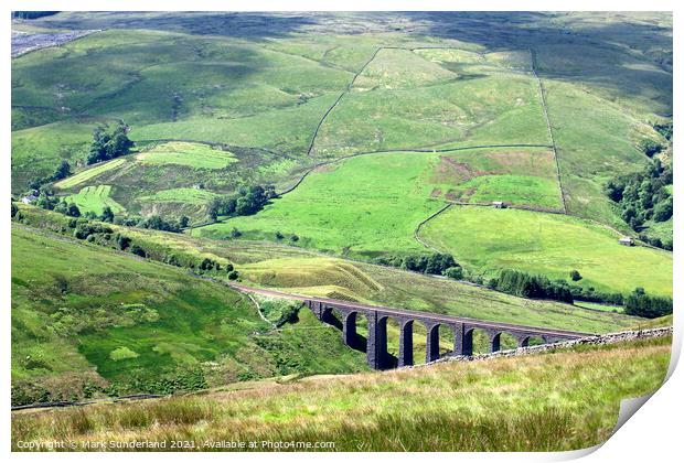 Artengill Viaduct from Great Knoutberry Hill in Dentale Print by Mark Sunderland
