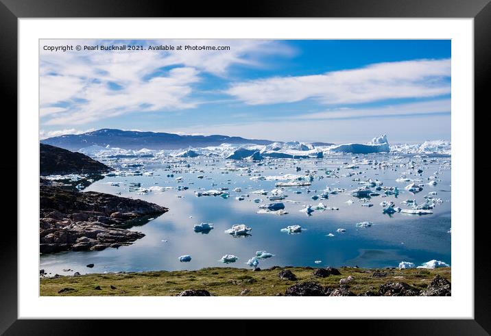 Icebergs in Ilulissat Icefjord Greenland Framed Mounted Print by Pearl Bucknall
