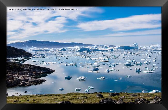 Icebergs in Ilulissat Icefjord Greenland Framed Print by Pearl Bucknall