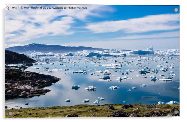 Icebergs in Ilulissat Icefjord Greenland Acrylic by Pearl Bucknall