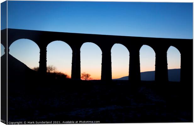 Arches of the Ribblehead Viaduct at Dusk Canvas Print by Mark Sunderland