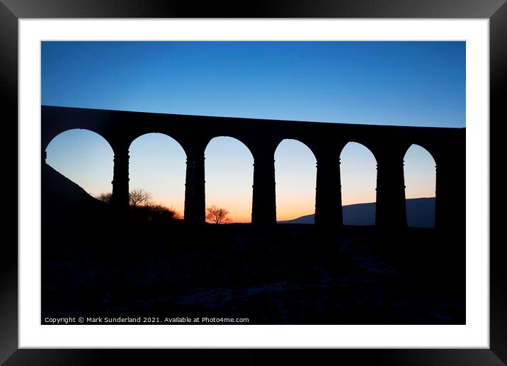 Arches of the Ribblehead Viaduct at Dusk Framed Mounted Print by Mark Sunderland