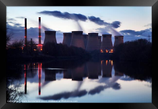 Ferrybridge Power Station Reflected in the River Aire Framed Print by Mark Sunderland