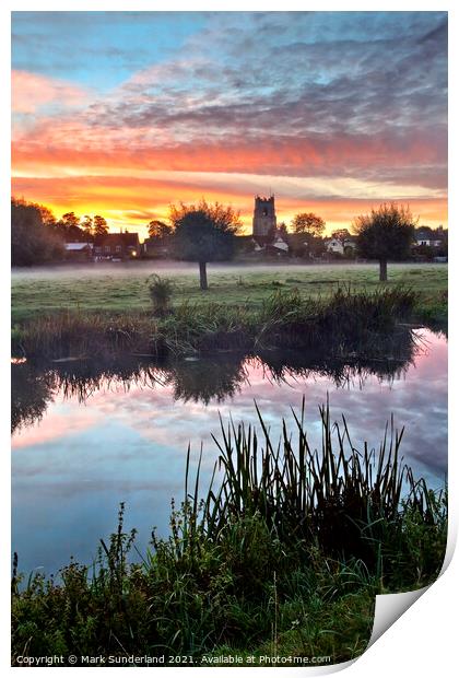 Sudbury Water Meadows at Dawn Print by Mark Sunderland