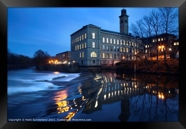 New Mill by the River Aire at Dusk Framed Print by Mark Sunderland