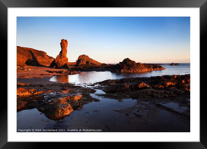 Rock and Spindle at Sunrise on the Fife Coast Framed Mounted Print by Mark Sunderland