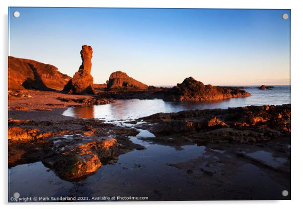 Rock and Spindle at Sunrise on the Fife Coast Acrylic by Mark Sunderland
