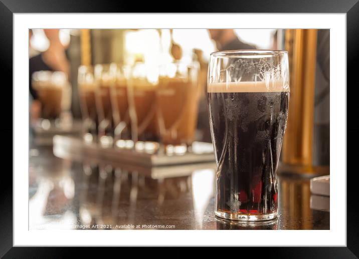 Pint of stout beer in a pub in Dublin, Ireland Framed Mounted Print by Delphimages Art