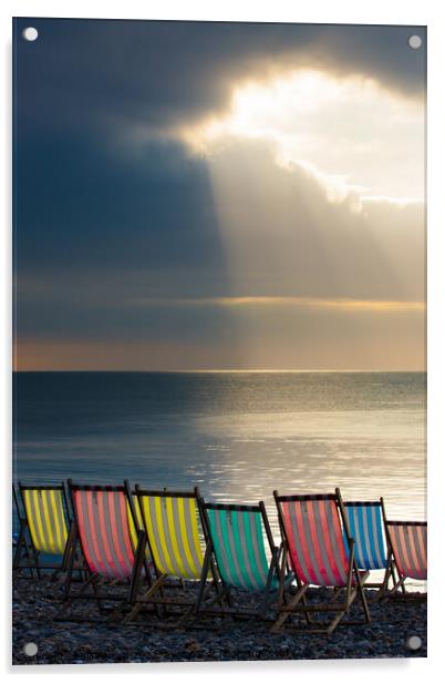 Empty deck chairs. Acrylic by Bill Allsopp