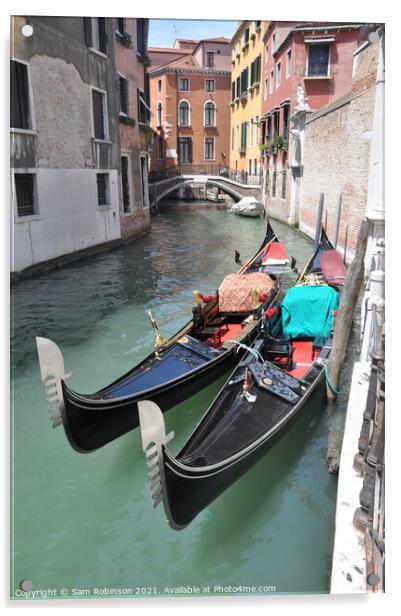 Pair of Gondolas. Venice Acrylic by Sam Robinson
