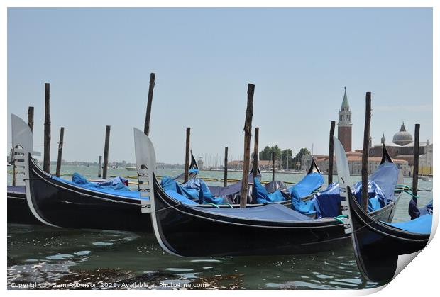 Row of Gondolas, Venice Print by Sam Robinson