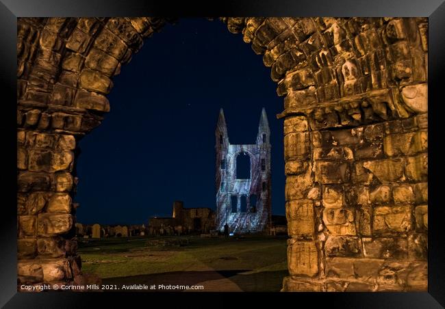 St Andrews Cathedral at night Framed Print by Corinne Mills