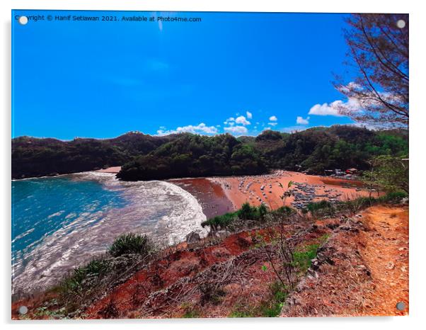 Lagoon beach Baron on Java Island in Indonesia. Acrylic by Hanif Setiawan