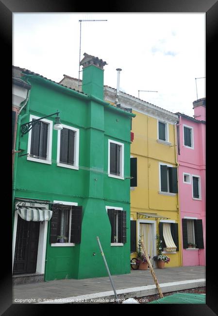 Colourful Canal-side, Burano Framed Print by Sam Robinson