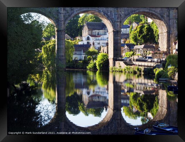 Viaduct and Reflection in the River Nidd at Knaresborough Framed Print by Mark Sunderland