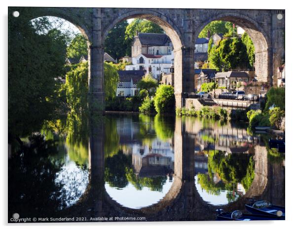 Viaduct and Reflection in the River Nidd at Knaresborough Acrylic by Mark Sunderland