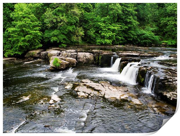 Upper Aysgarth Falls in Wensleydale after Dry Weather in Summer Print by Mark Sunderland